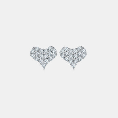 Moissanite 925 Sterling Silver Heart Stud Earrings Carauana Store