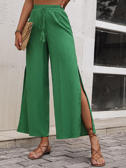 High Waist Slit Wide Leg Pants Carauana Store