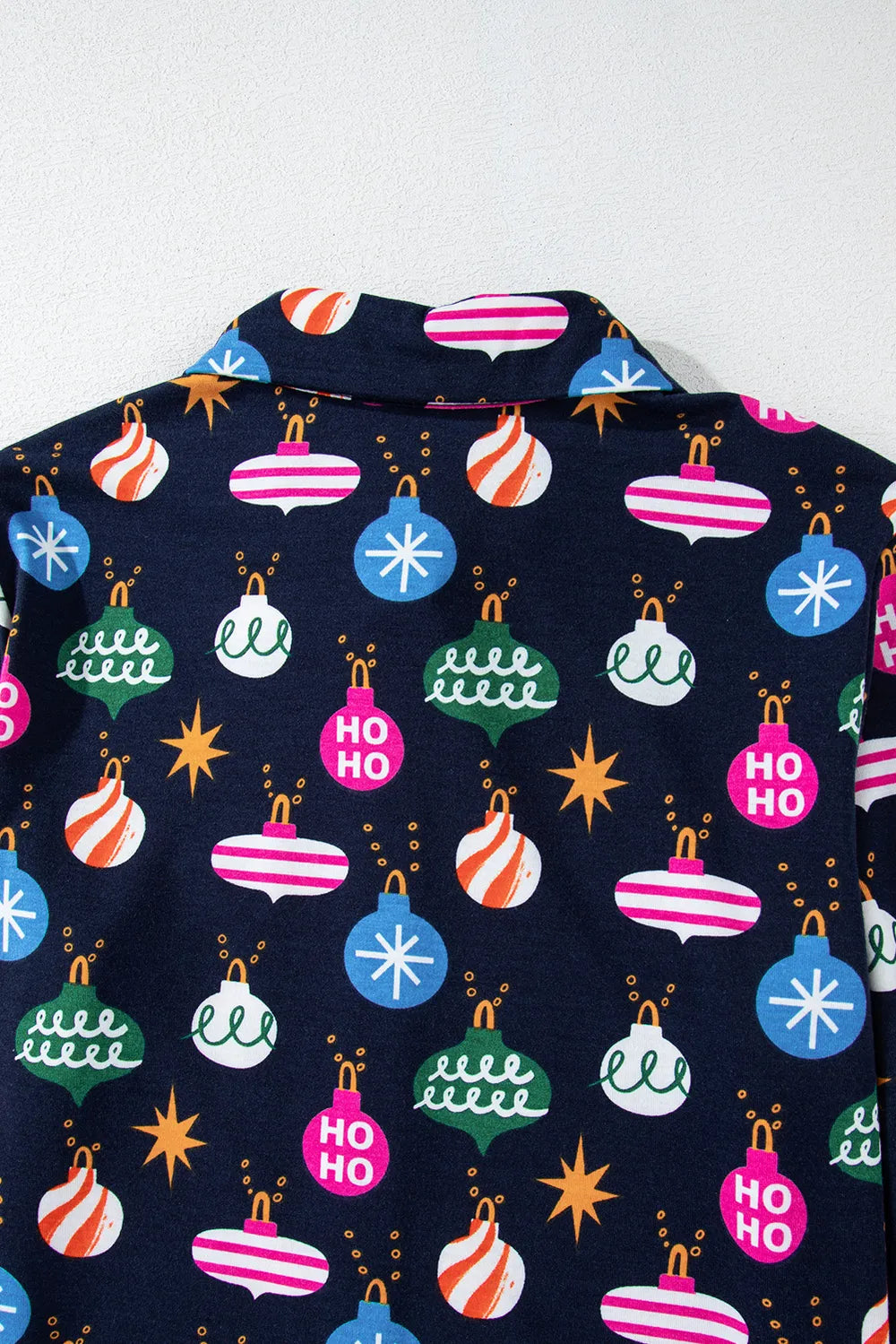Christmas Lights Print Collared Neck Top and Pants Set Carauana Store