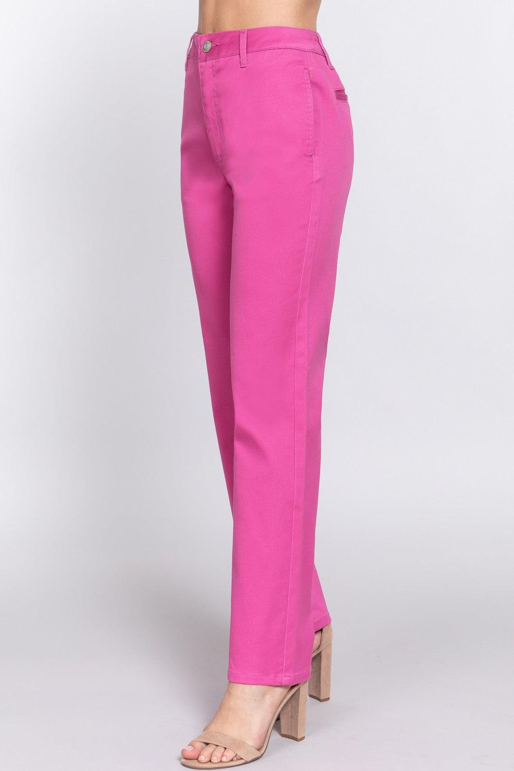 ACTIVE BASIC High Waist Straight Twill Pants Carauana Store
