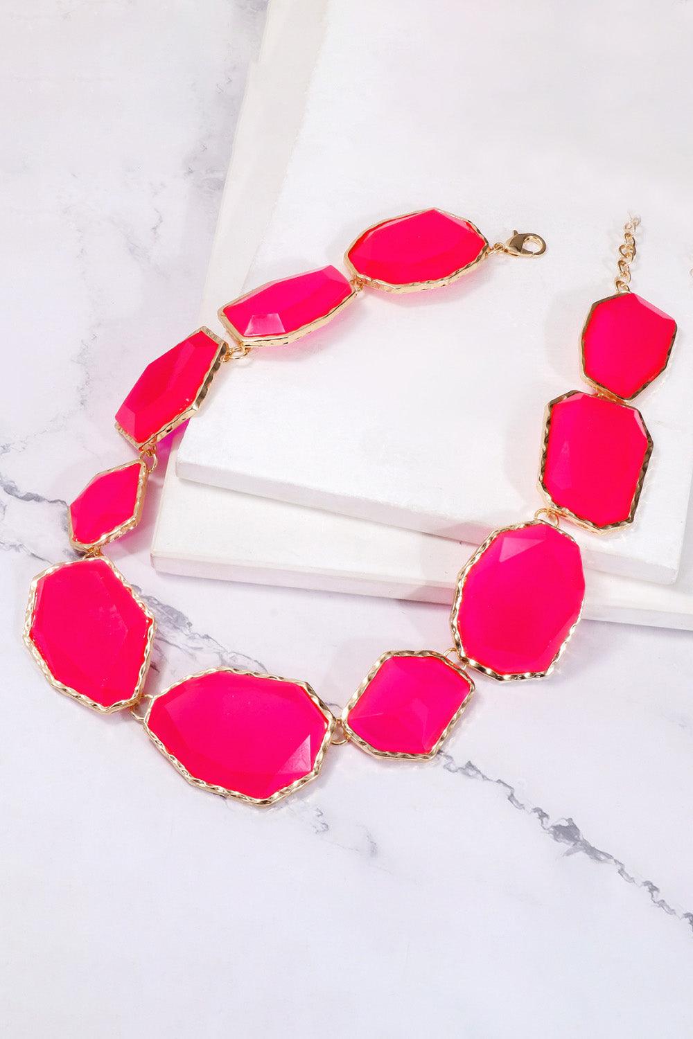 Geometrical Shape Zinc Alloy Frame Resin Necklace Carauana Store
