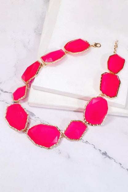 Geometrical Shape Zinc Alloy Frame Resin Necklace Carauana Store