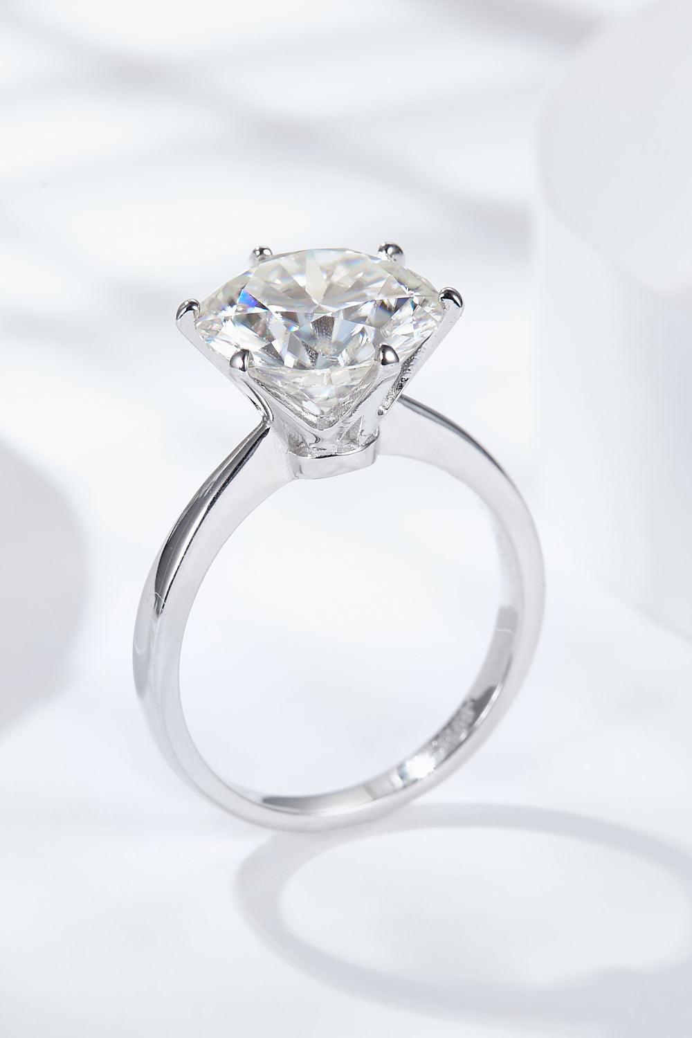 Platinum-Plated 5 Carat Moissanite Solitaire Ring Carauana Store