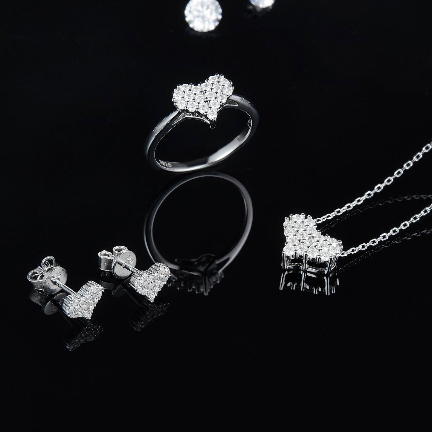 Moissanite 925 Sterling Silver Heart Stud Earrings Carauana Store