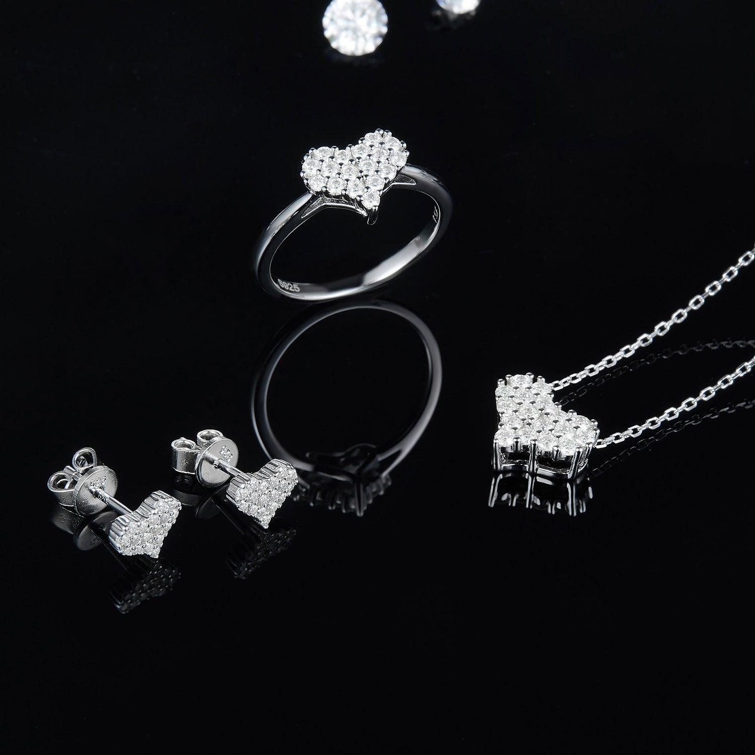 Moissanite 925 Sterling Silver Heart Stud Earrings Carauana Store
