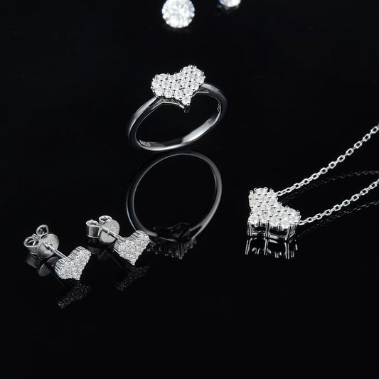 Moissanite 925 Sterling Silver Heart Stud Earrings Carauana Store