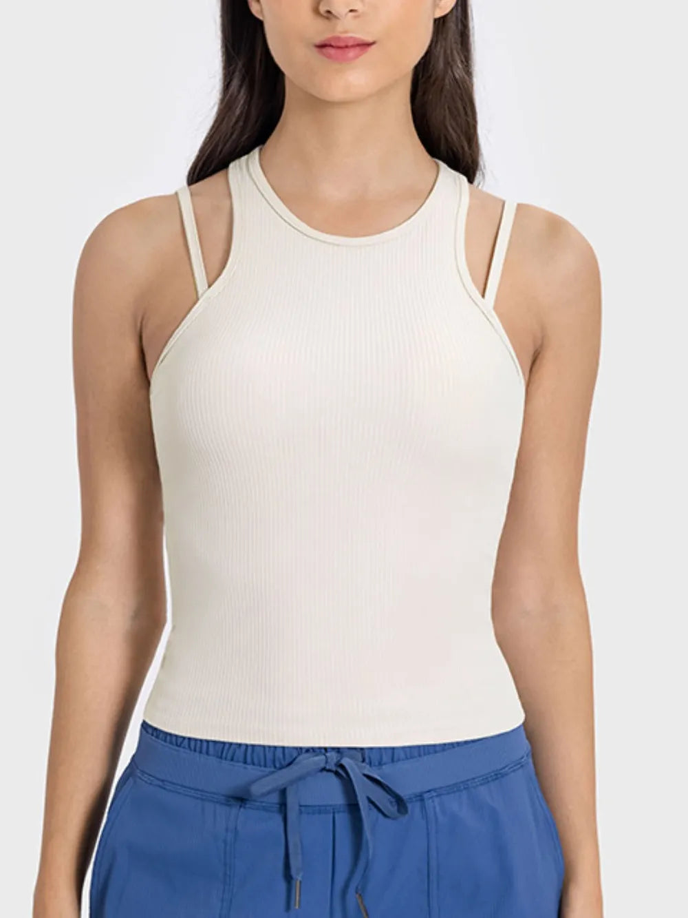 Millennia Cutout Round Neck Racerback Active Tank Carauana Store