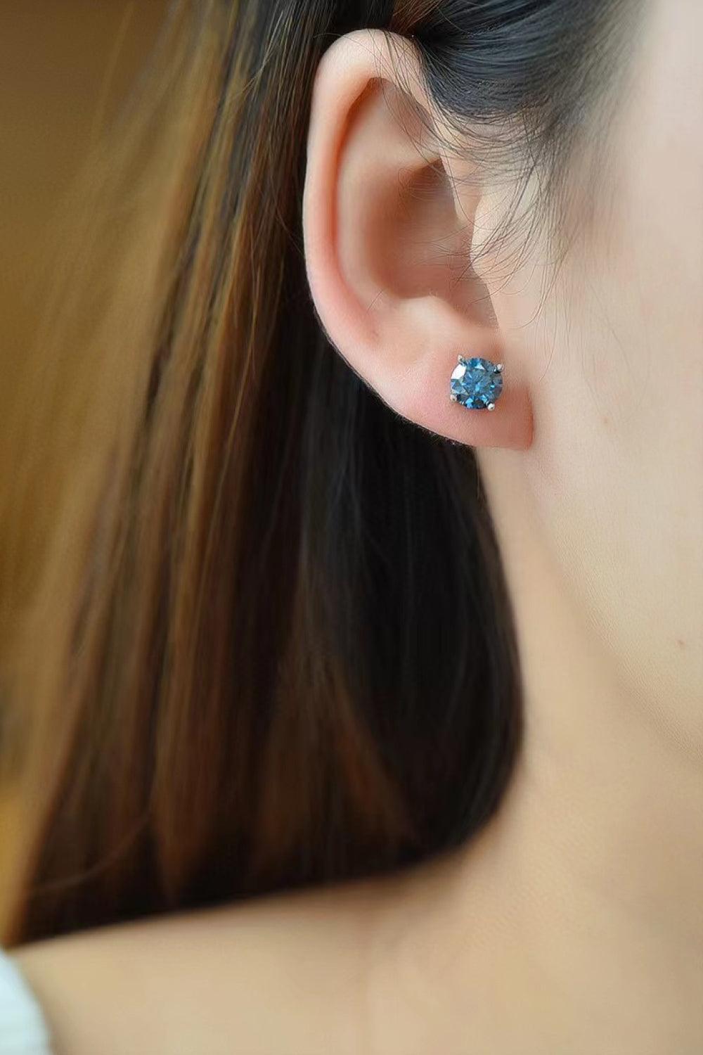 2 Carat Moissanite Four-Prong Platinum-Plated Earrings Carauana Store