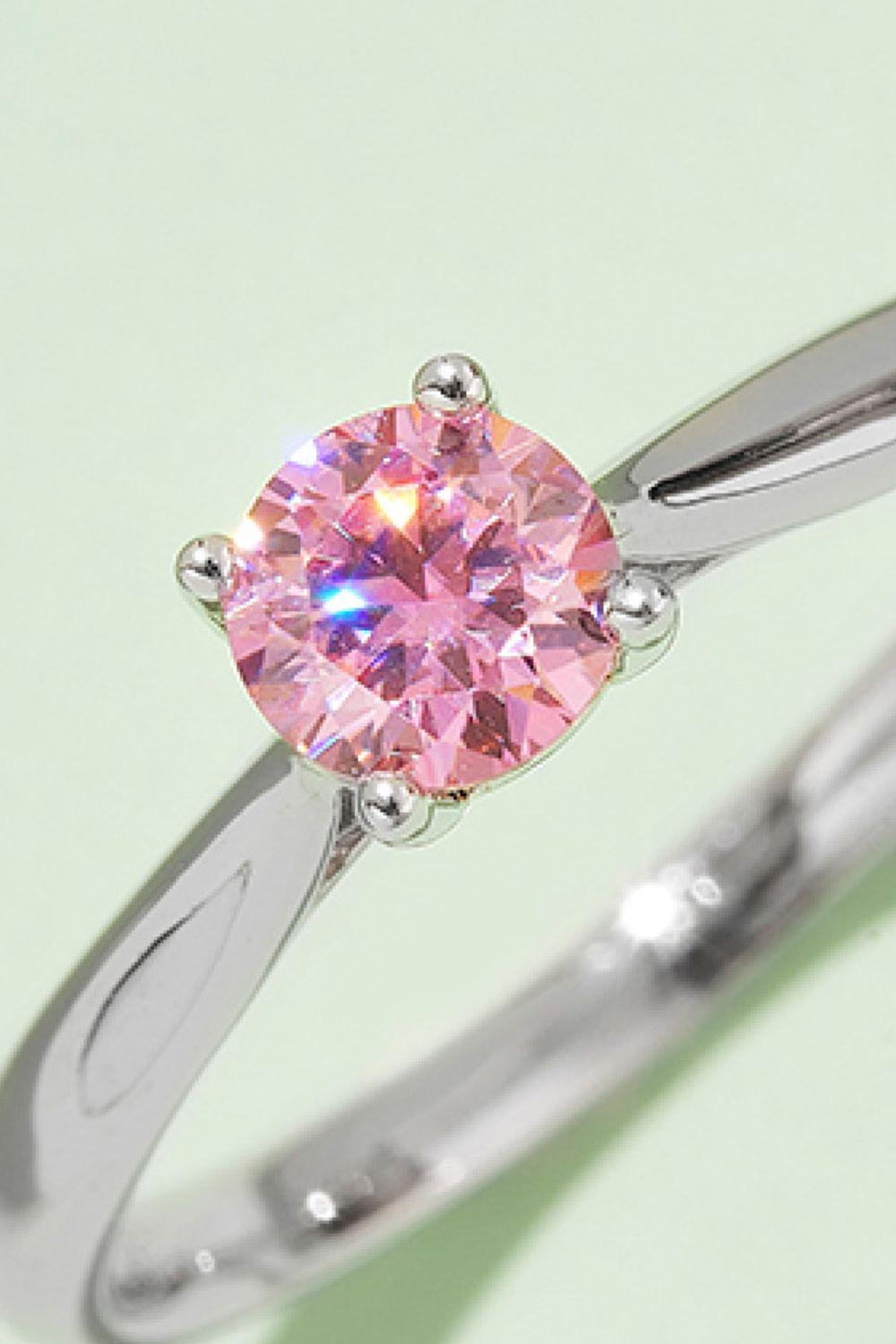 Moissanite Contrast 925 Sterling Silver Solitaire Ring Carauana Store