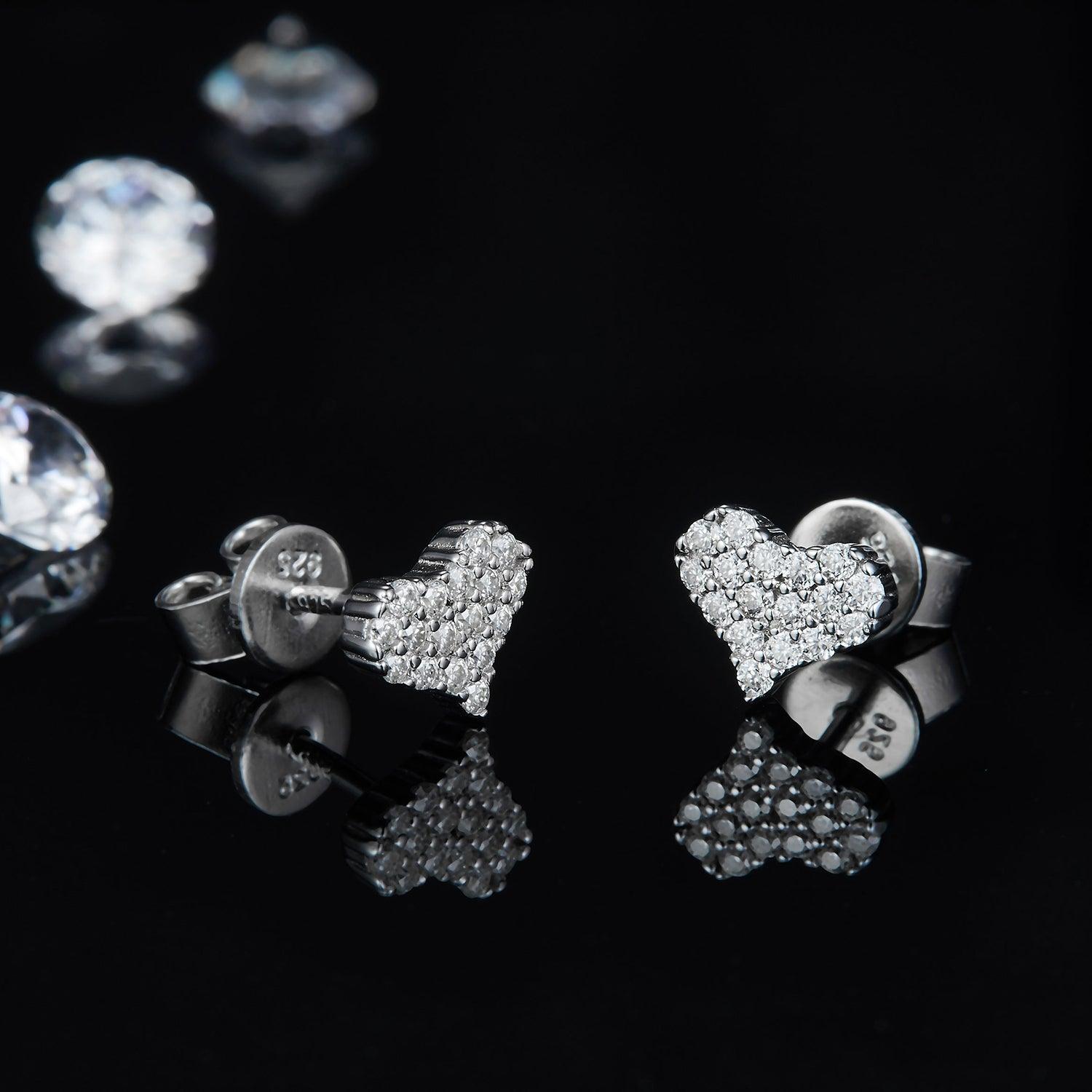 Moissanite 925 Sterling Silver Heart Stud Earrings Carauana Store
