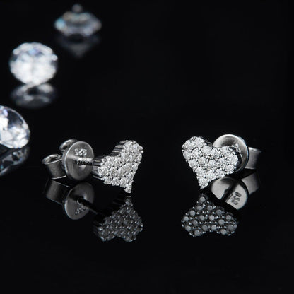 Moissanite 925 Sterling Silver Heart Stud Earrings Carauana Store