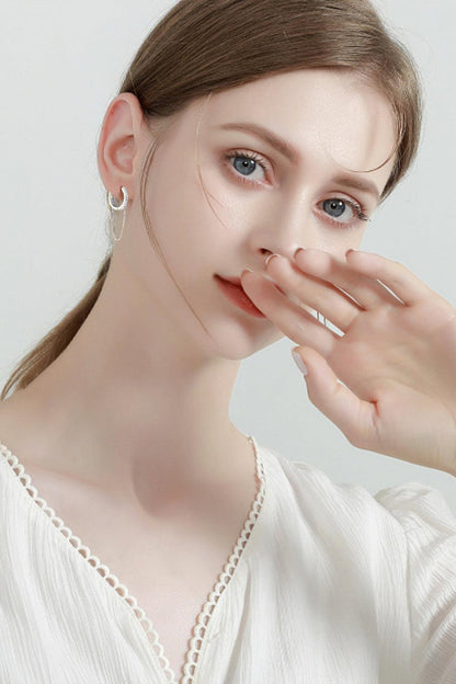 Moissanite 925 Sterling Silver Huggie Earrings with Chain Carauana Store
