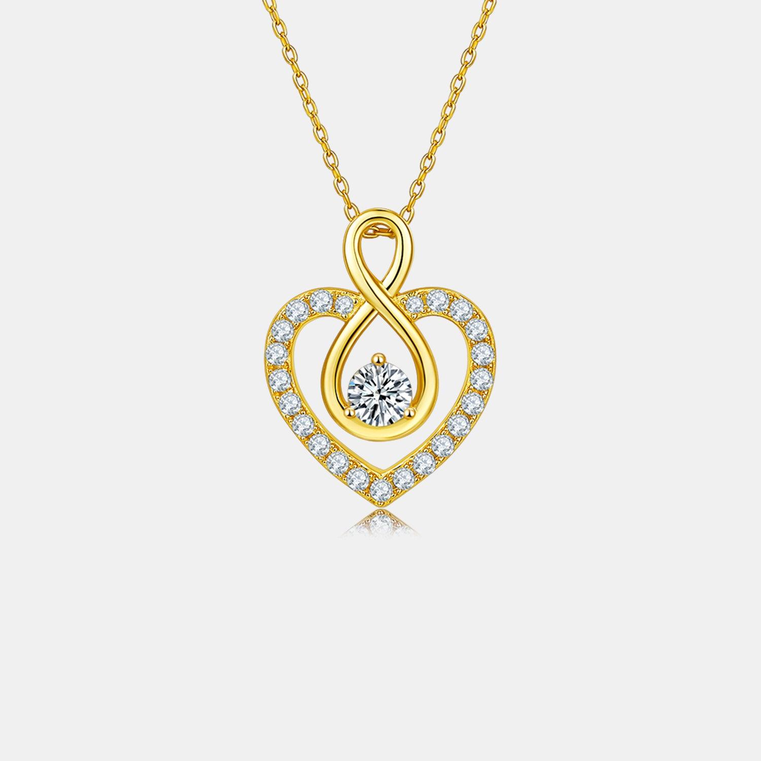 1 Carat Moissanite 925 Sterling Silver Heart Shape Necklace Carauana Store