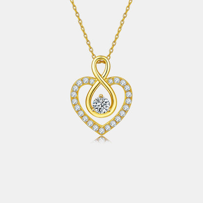 1 Carat Moissanite 925 Sterling Silver Heart Shape Necklace Carauana Store