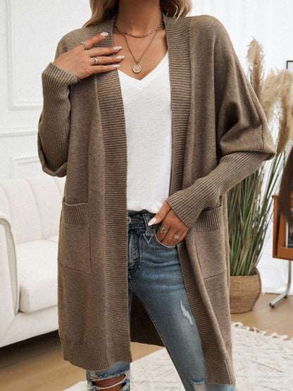 Devine Open Front Long Sleeve Cardigan Carauana Store