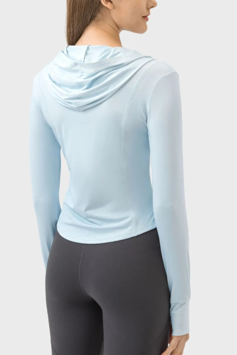 Millennia Pocketed Zip Up Hooded Long Sleeve Active Outerwear Carauana Store