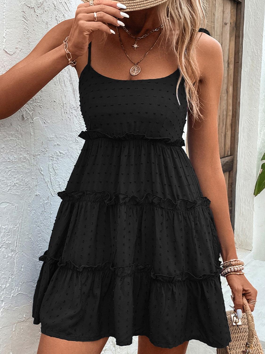 Frill Spaghetti Strap Tiered Dress Carauana Store