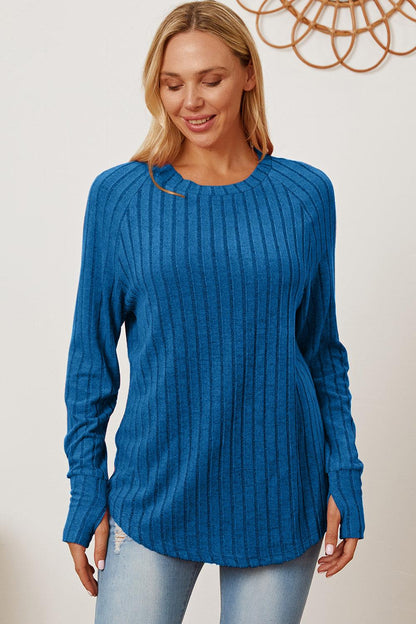 Basic Bae Full Size Ribbed Thumbhole Sleeve T-Shirt Carauana Store