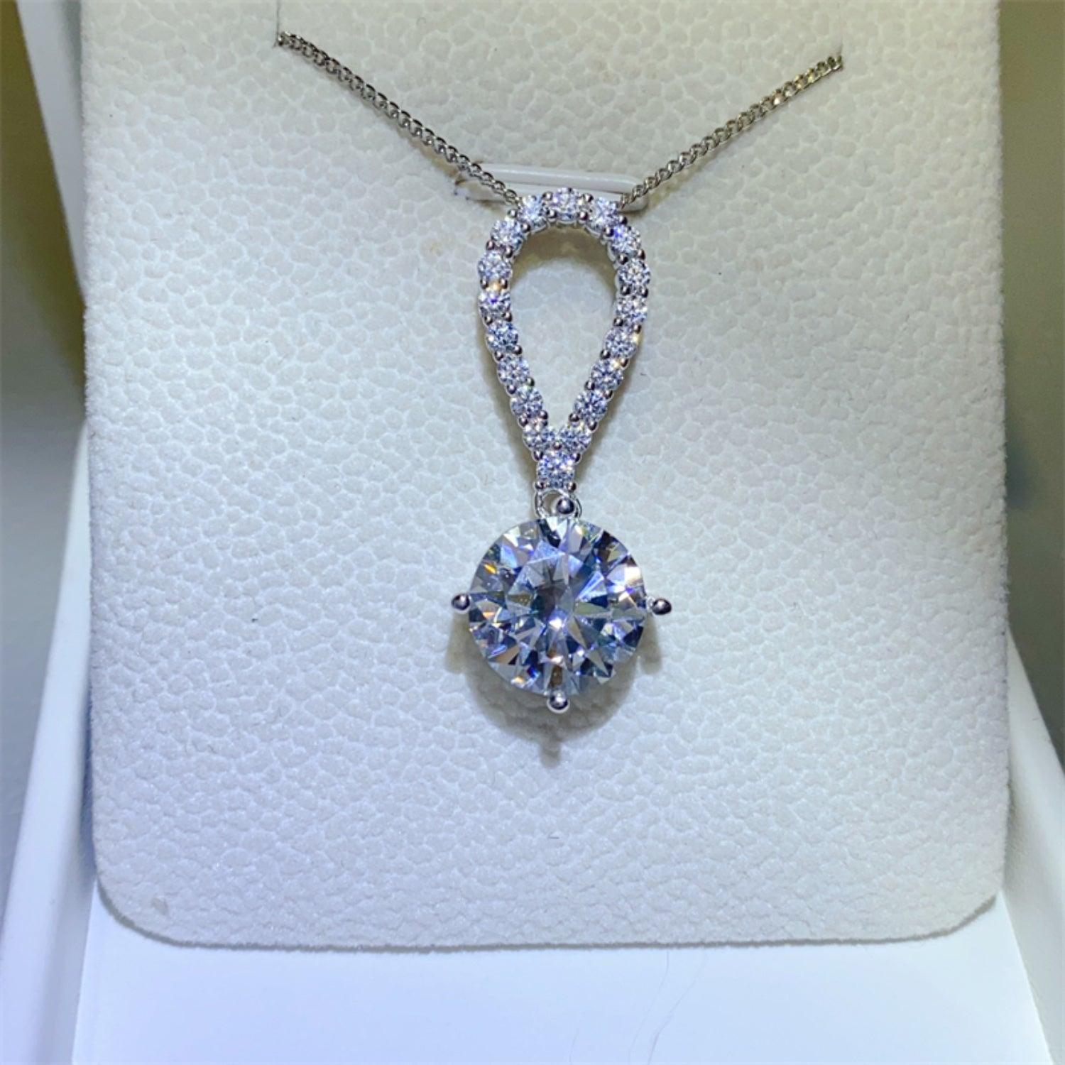 5 Carat Moissanite 925 Sterling Silver Teardrop Necklace Carauana Store