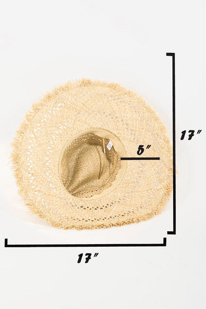 Fame Openwork Raw Hem Weave Hat Carauana Store