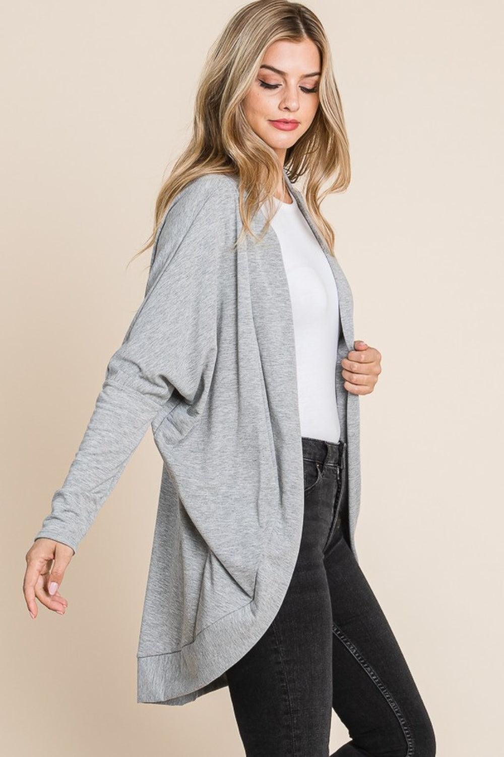 BOMBOM Open Front Long Sleeve Cocoon Cardigan Carauana Store