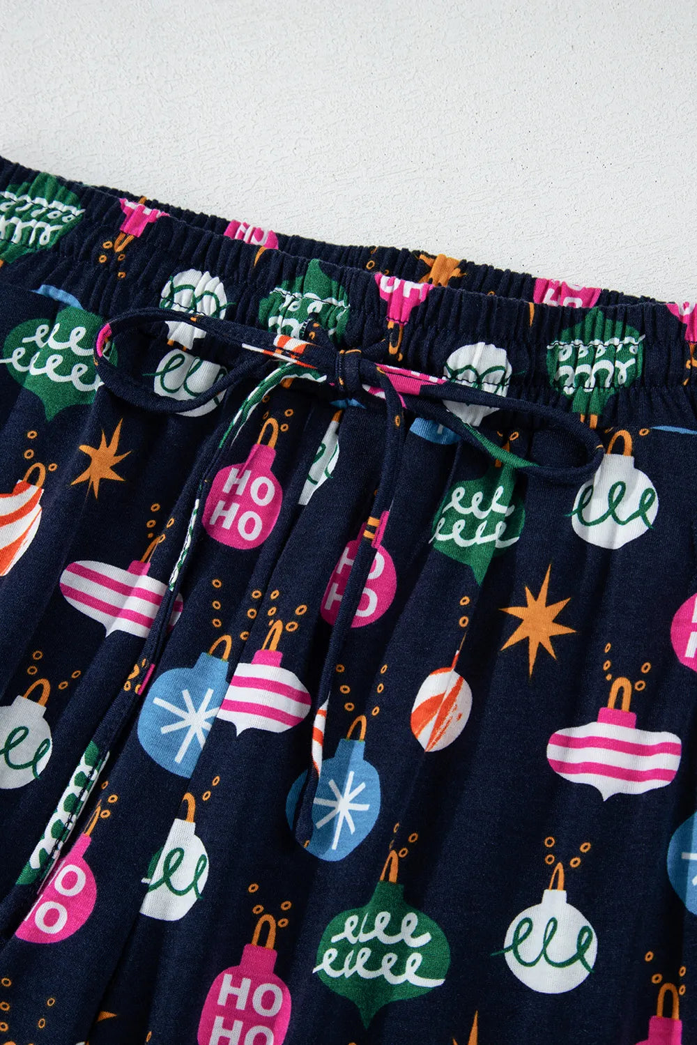 Christmas Lights Print Collared Neck Top and Pants Set Carauana Store
