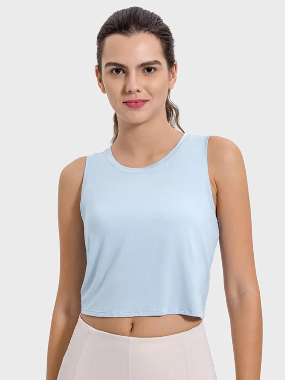 Millennia Drawstring Cutout Round Neck Active Tank Carauana Store
