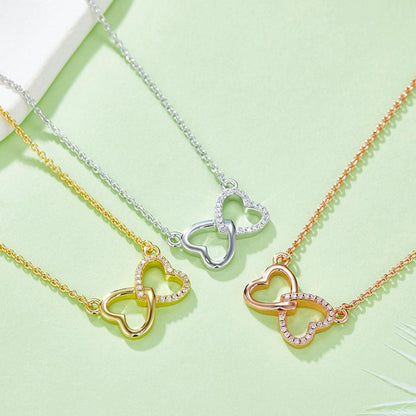 Moissanite 925 Sterling Silver Heart Bow Necklace Carauana Store