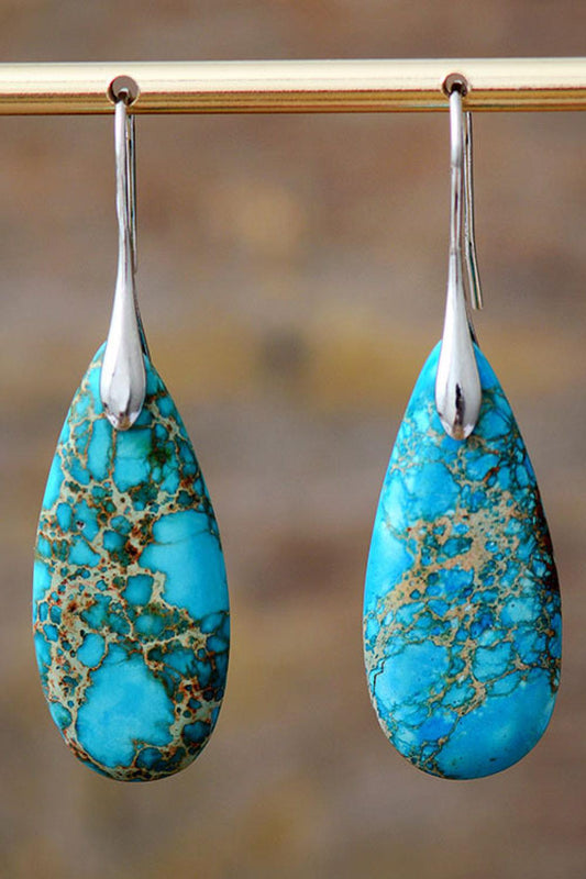 Handmade Teardrop Shape Natural Stone Dangle Earrings Carauana Store