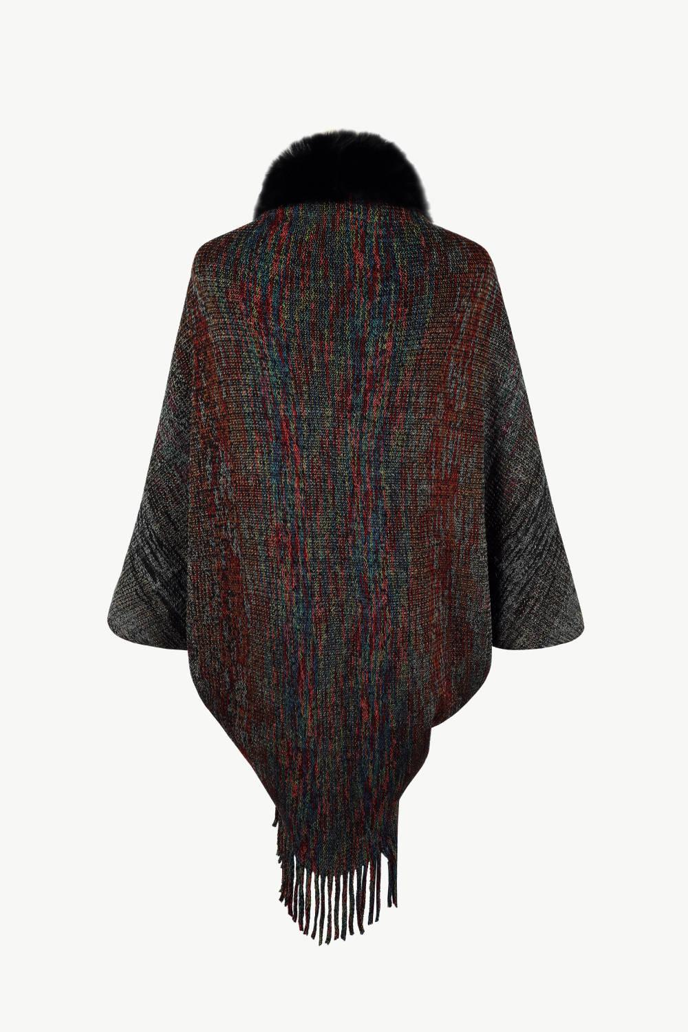 Open Front Fringe Hem Poncho Carauana Store