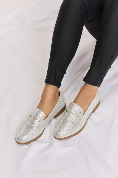 Forever Link Rhinestone Point Toe Loafers Carauana Store