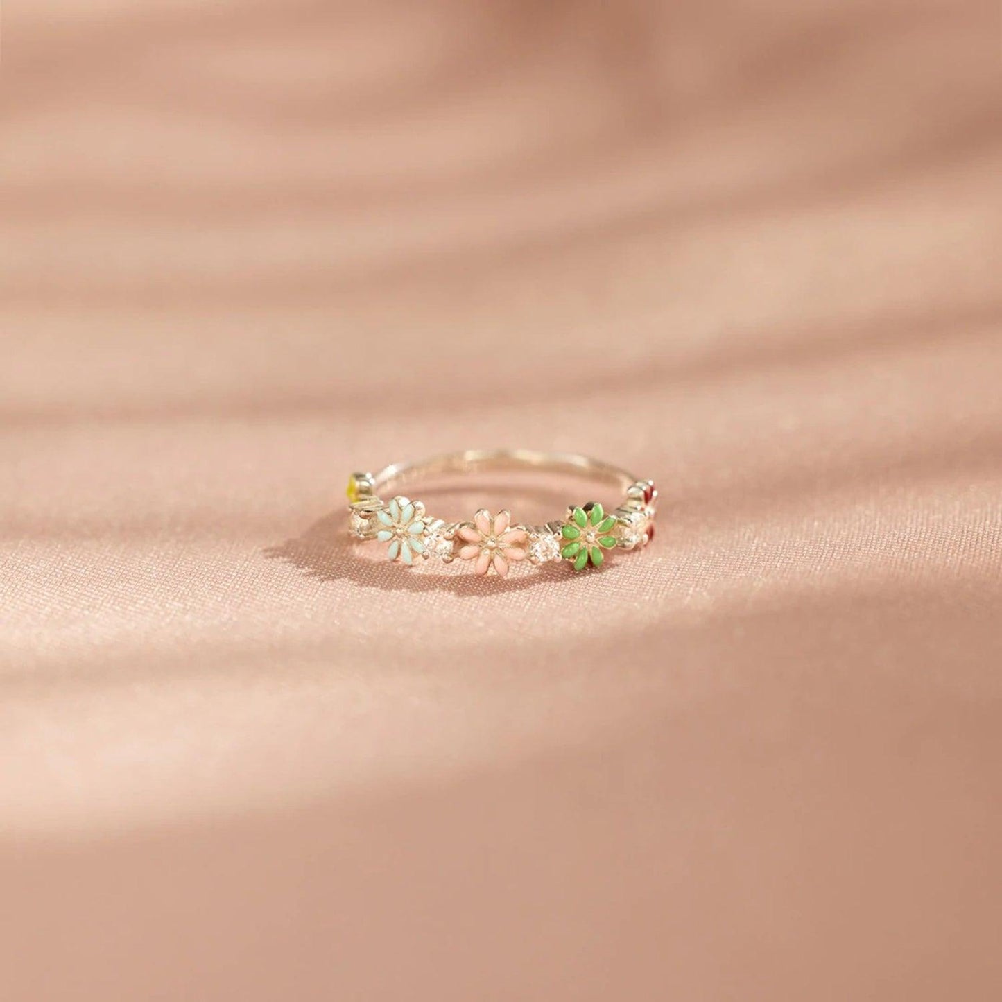 Flower Shape 925 Sterling Silver Zircon Ring Carauana Store