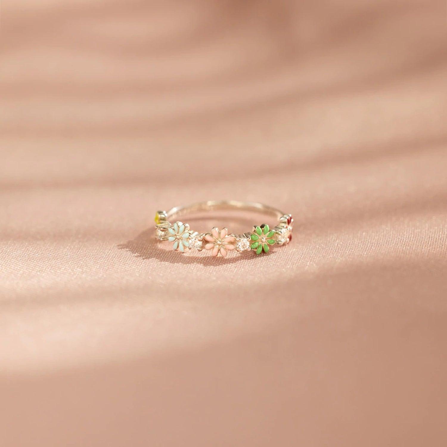 Flower Shape 925 Sterling Silver Zircon Ring Carauana Store