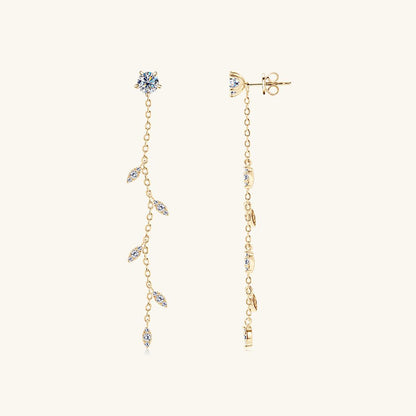 1.38 Carat Moissanite 925 Sterling Silver Leaf Earrings Carauana Store