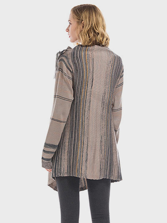 Angel Wings Tassel Striped Open Front Long Sleeve Cardigan Carauana Store