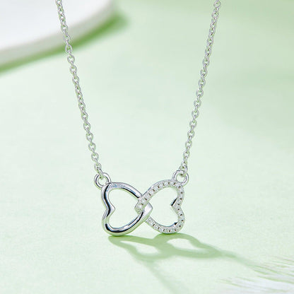 Moissanite 925 Sterling Silver Heart Bow Necklace Carauana Store
