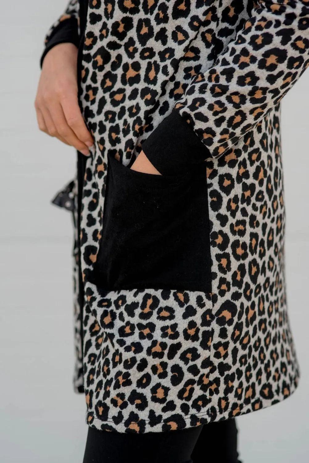 Pocketed Leopard Open Front Cover Up Carauana Store