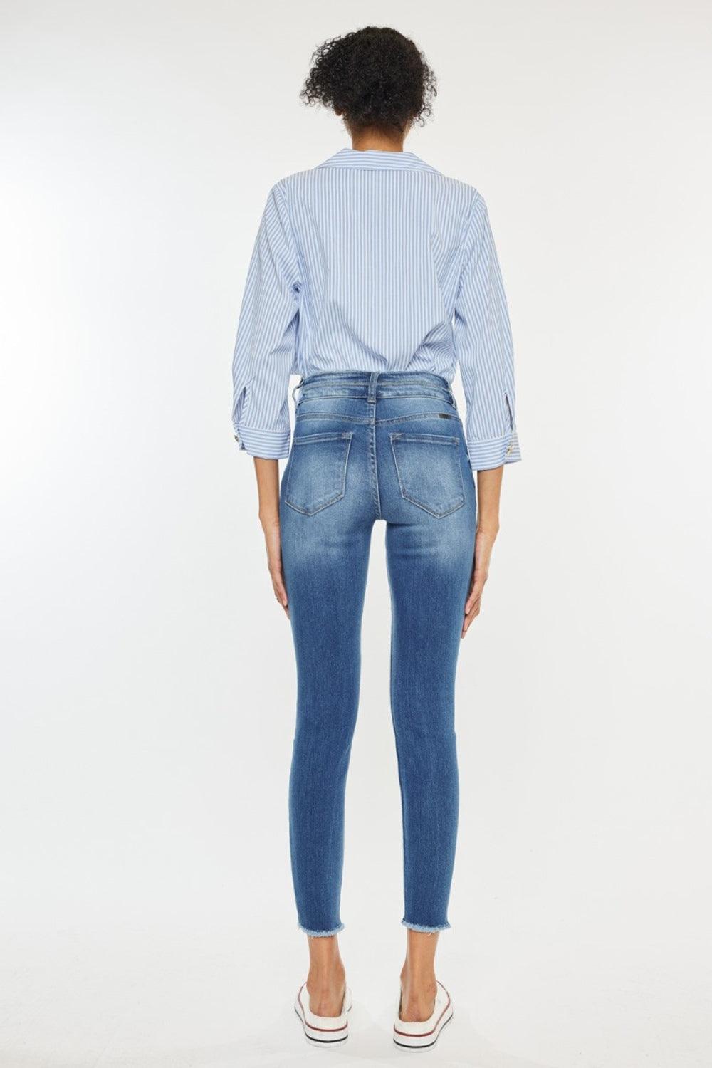 Kancan Distressed Raw Hem High Waist Jeans Carauana Store