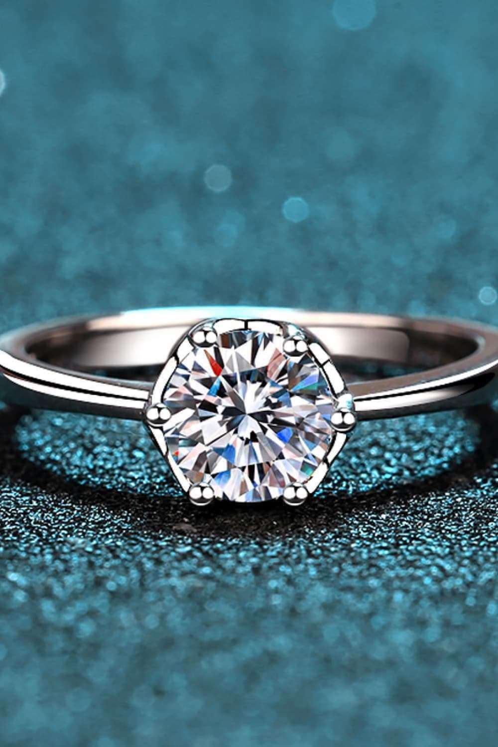1 Carat Moissanite Rhodium-Plated Solitaire Ring Carauana Store
