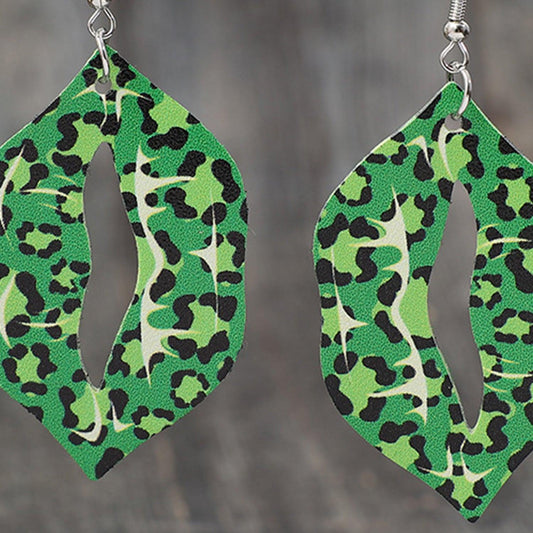 Leopard Lip Shape Leather Earrings Carauana Store