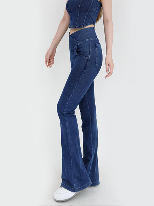 Wide Waistband Bootcut Jeans with Pockets Carauana Store