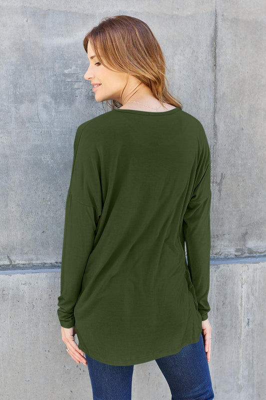 Basic Bae Full Size Round Neck Dropped Shoulder T-Shirt Carauana Store