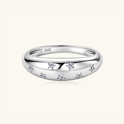 925 Sterling Silver Inlaid Moissanite Star Ring Carauana Store
