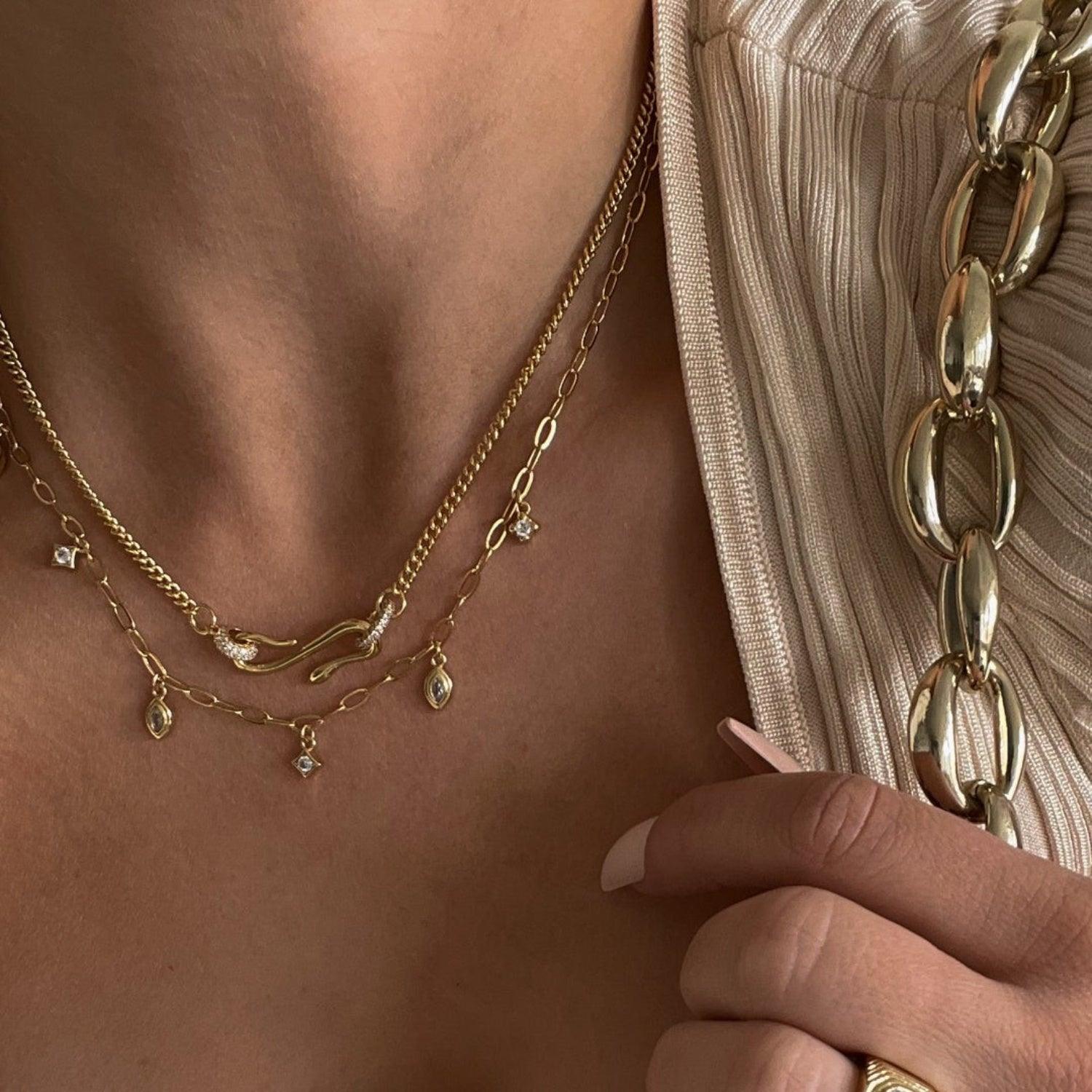 18K Gold-Plated Copper Inlaid Zircon Necklace Carauana Store