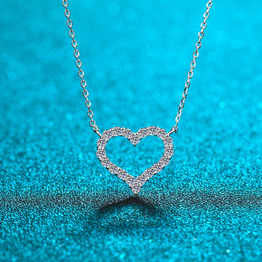 Moissanite 925 Sterling Silver Heart Shape Necklace Carauana Store