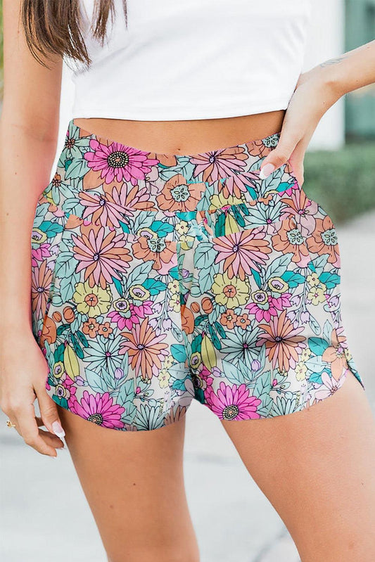 Floral Elastic Waist Shorts Carauana Store