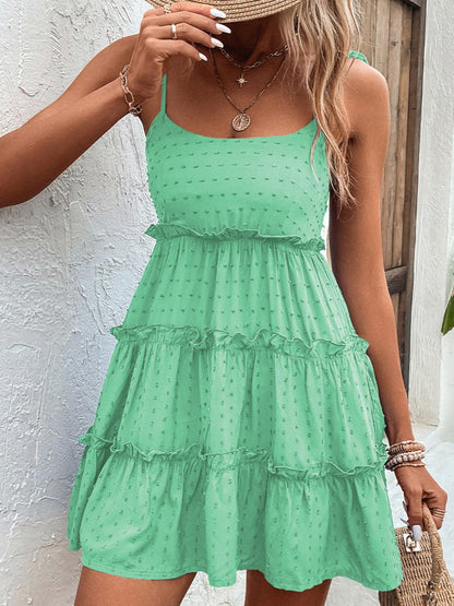 Frill Spaghetti Strap Tiered Dress Carauana Store