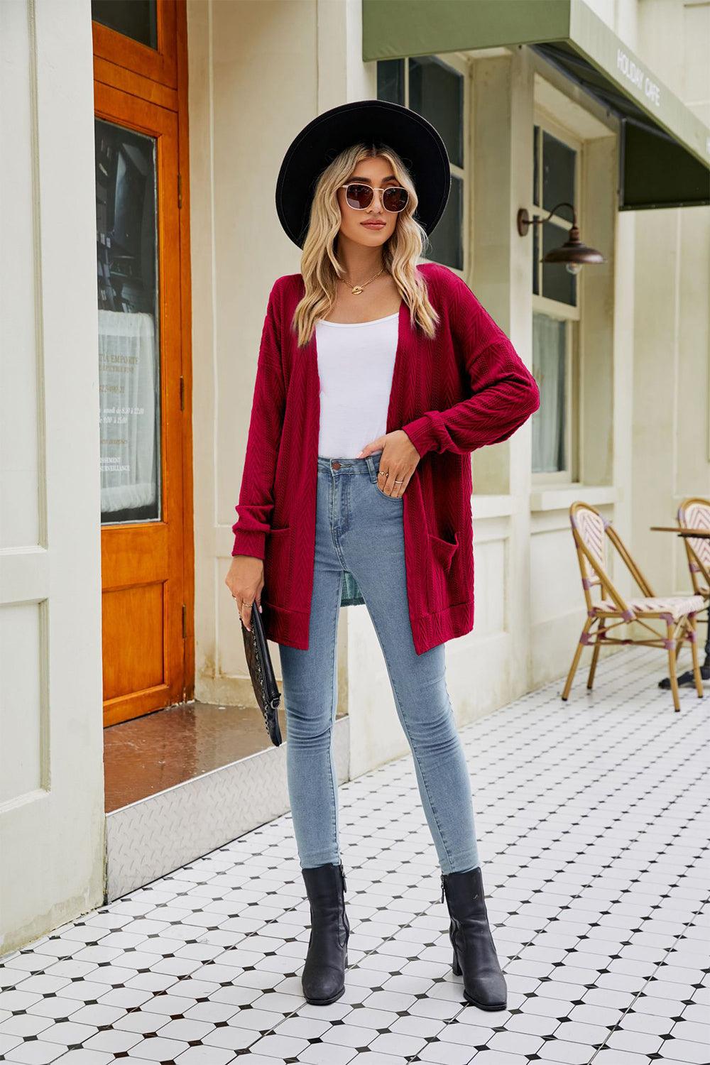 Long Sleeve Pocketed Cardigan Carauana Store