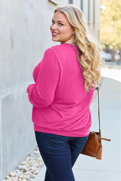 Basic Bae Full Size V-Neck Lantern Sleeve Blouse Carauana Store