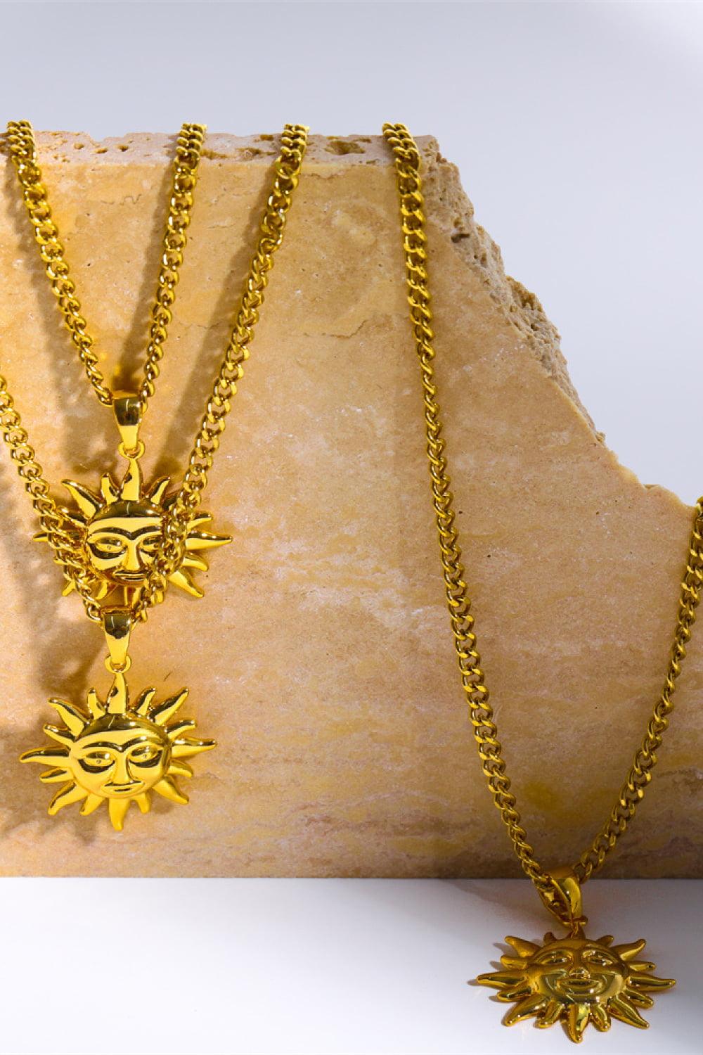 Sun Pendant Copper Necklace Carauana Store